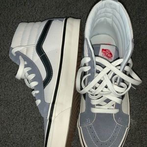 blue and white high top vans